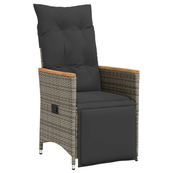 vidaXL Reclining Garden Chair Gray PE rattan Single Adjustable Footrests