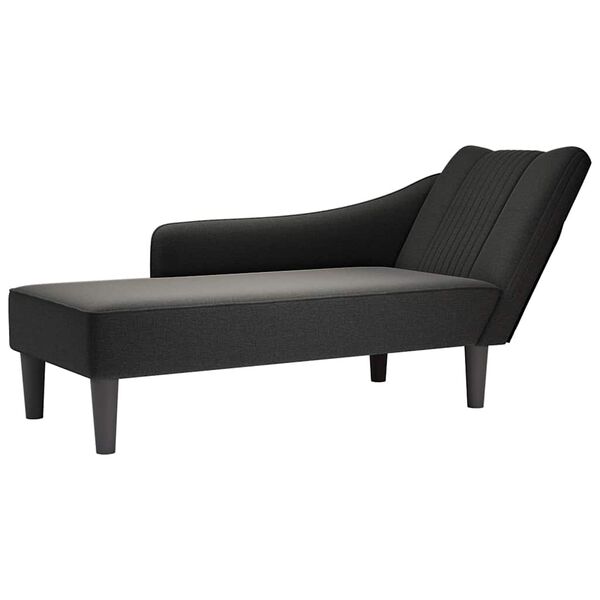 vidaXL Chaise Lounge Black Polyester, plywood, plastic Medium