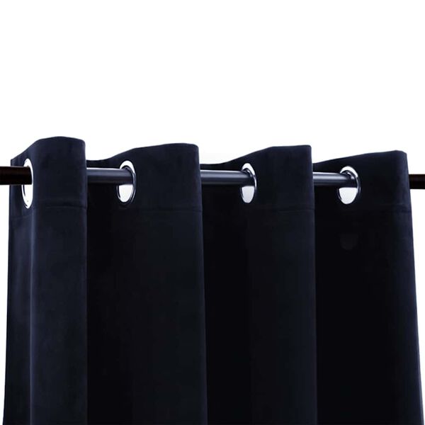 vidaXL Blackout Curtains with Rings 2 pcs Black 54"x63" Velvet