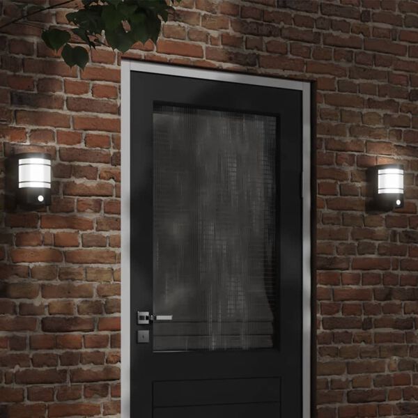 vidaXL Outdoor Wall Light Black Stainless Steel, Glass Medium Lights