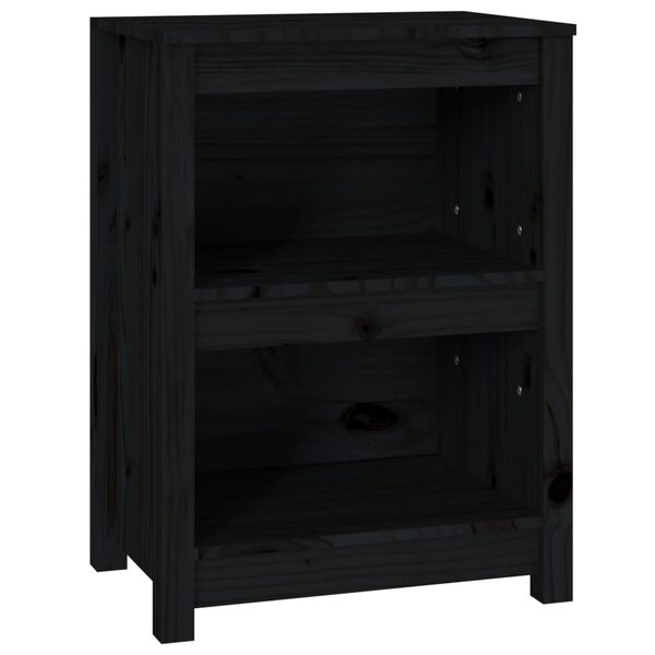 vidaXL Book Cabinet Black Solid pine wood Compact Book Cabinet