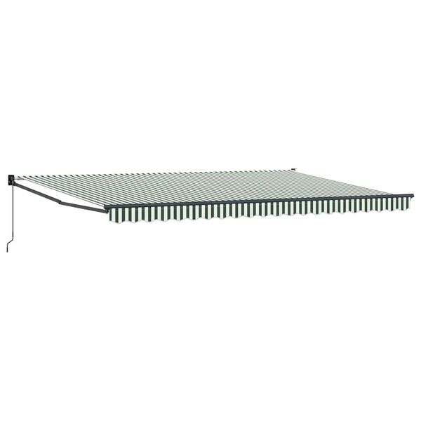 vidaXL Retractable Awning Manual Green and White 196.85" x 118.11