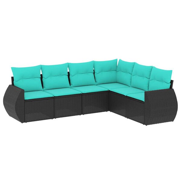 vidaXL Patio Sofa Set Black, Blue