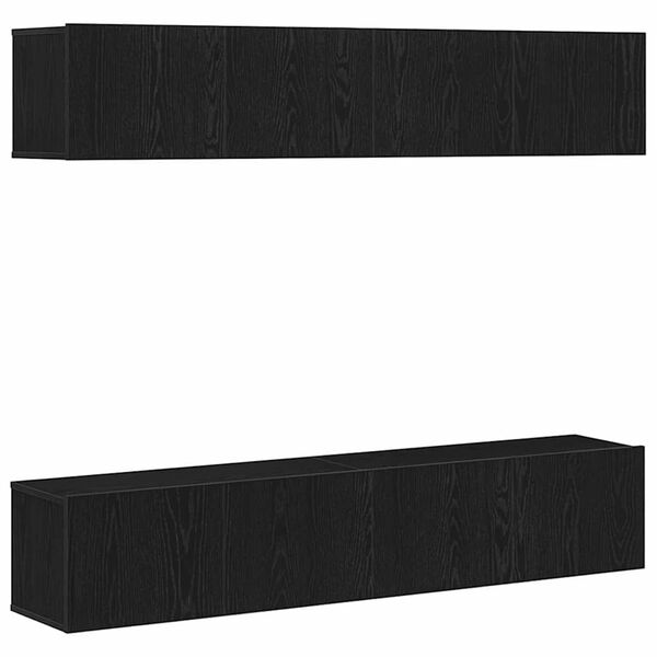 vidaXL TV Cabinet Set 4 pcs Black Oak 31.50 x 11.81 x 11.81 in