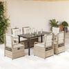vidaXL 7 Piece Patio Dining Set with Cushions Beige Poly Rattan