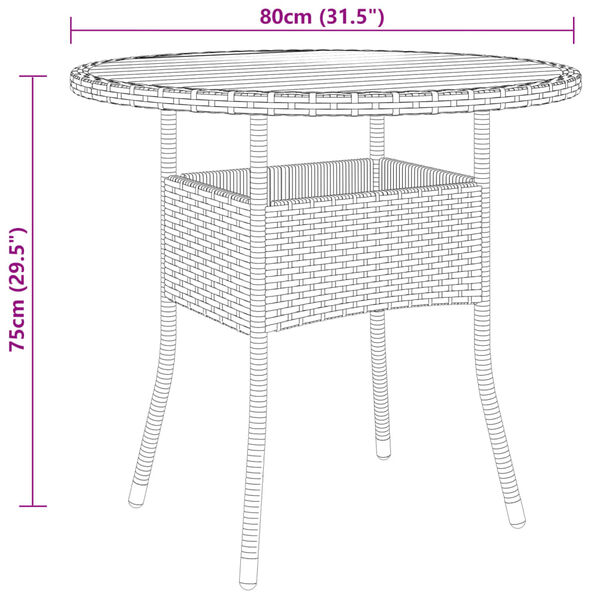 vidaXL Garden Table Grey Poly rattan, Powder-Coated Steel, Solid Acacia wood