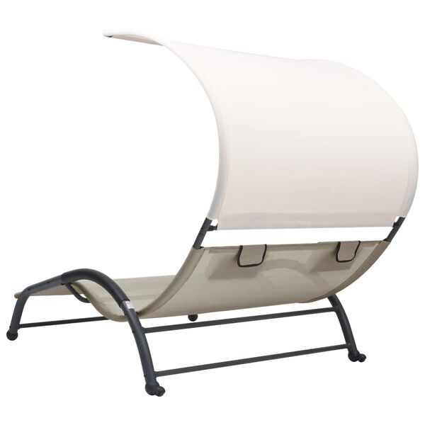 vidaXL Sun Lounger Cream Textilene, Steel Double Sun Lounger
