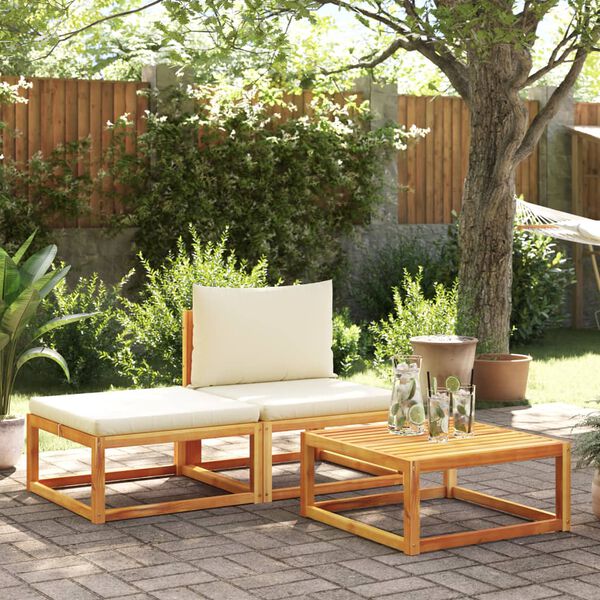 vidaXL 3 Piece Garden Sofa Set with Cushions Wood Acacia&Rope