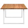 vidaXL Dining Table Light brown Solid oak wood, Powder-coated steel Large