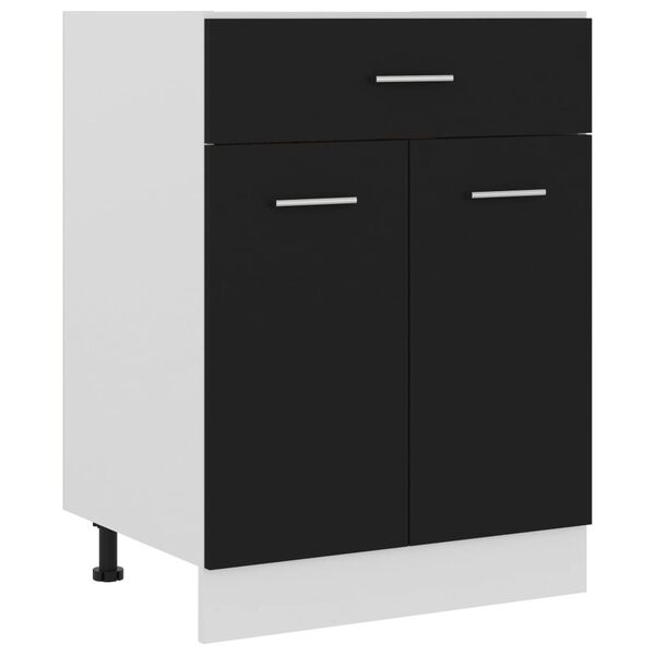 vidaXL Drawer Bottom Cabinet Black Engineered wood 23.6x18.1x32.1 in