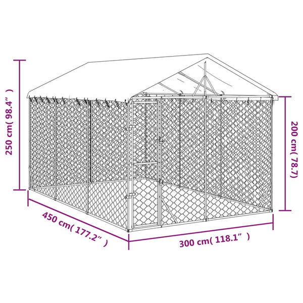 vidaXL Outdoor Dog Kennel Silver Galvanized Steel Large