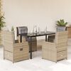 vidaXL 5 Piece Patio Dining Set with Cushions Beige Poly Rattan