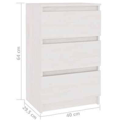 vidaXL Bedside Cabinet White 15.7"x11.6"x25.2" Solid Wood Pine