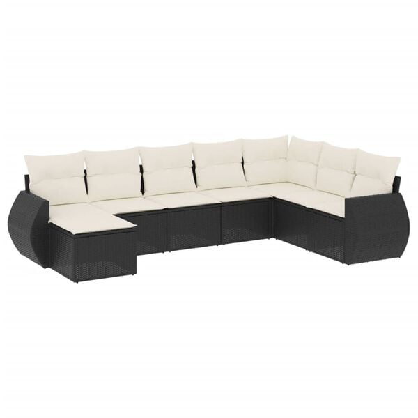 vidaXL Garden Sofa Set Black PE rattan Large Adjustable Armrests