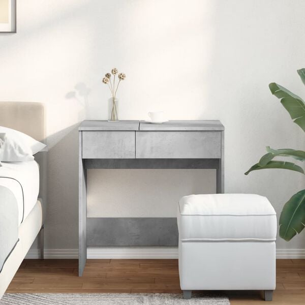 vidaXL Dressing Table Concrete Grey Engineered wood, Glass