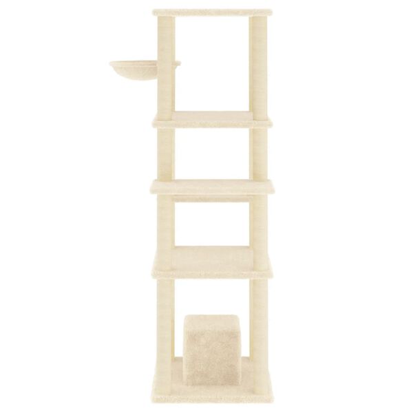 vidaXL Cat Tree Cream Engineered wood, plush, sisal Medium Modern