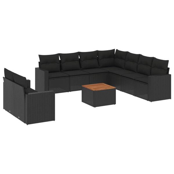 vidaXL Garden Sofa Set Black, Brown