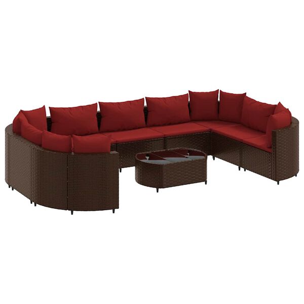 vidaXL Patio Sofa Set 10 Pieces Brown, Cinnamon Red