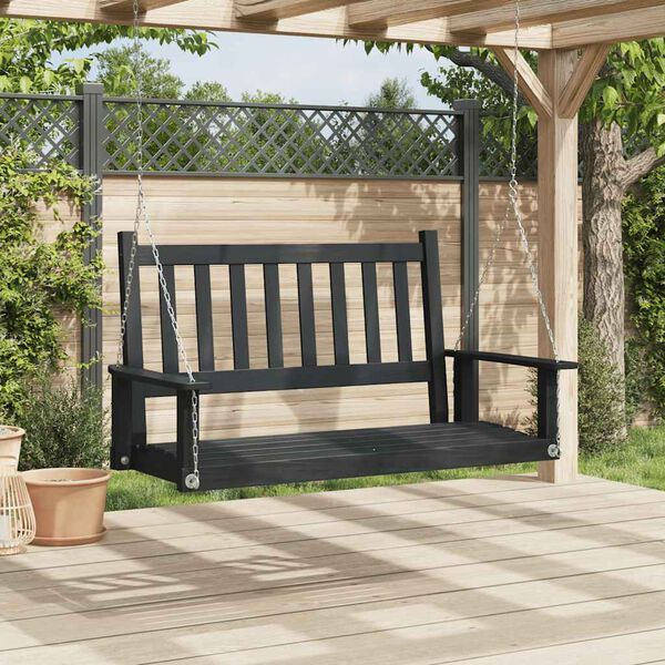 vidaXL Garden Swing Bench Black Solid fir wood, galvanized iron Standard