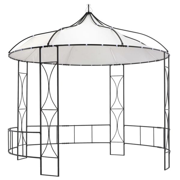 vidaXL Gazebo White and black Fabric (100% polyester), Powder-coated iron