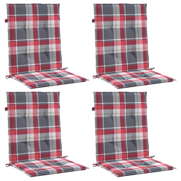 vidaXL Patio Lowback Chair Cushions 4 pcs Red Check Pattern 39.4x19.7x1.2" Oxford Fabric