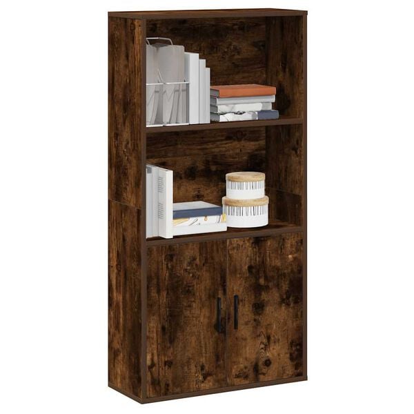 vidaXL Bookcase Smoked Oak Engineered Wood Compact Bookcase