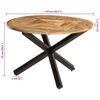vidaXL Dining Table Rough Mango Wood, Black Metal Solid Mango Wood, Metal