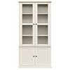vidaXL Glass Display Cabinet White Solid pine wood with wax finish Tall