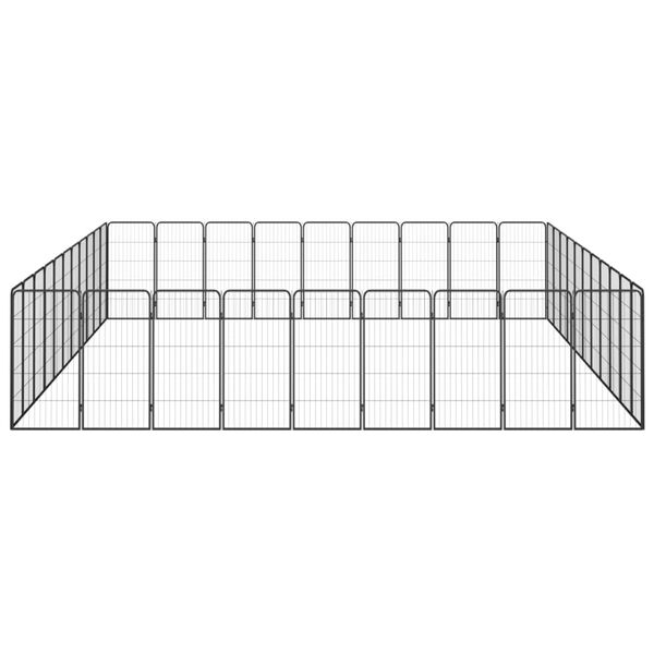 vidaXL Dog Playpen Black Powder-coated steel Large Expandable