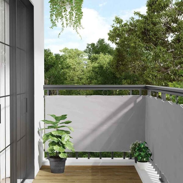 vidaXL Balcony Privacy Screen Grey 196.9x47.2" PVC