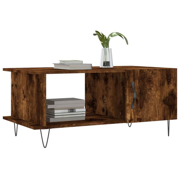 vidaXL Coffee Table Smoked oak Engineered wood, Iron Medium Storage
