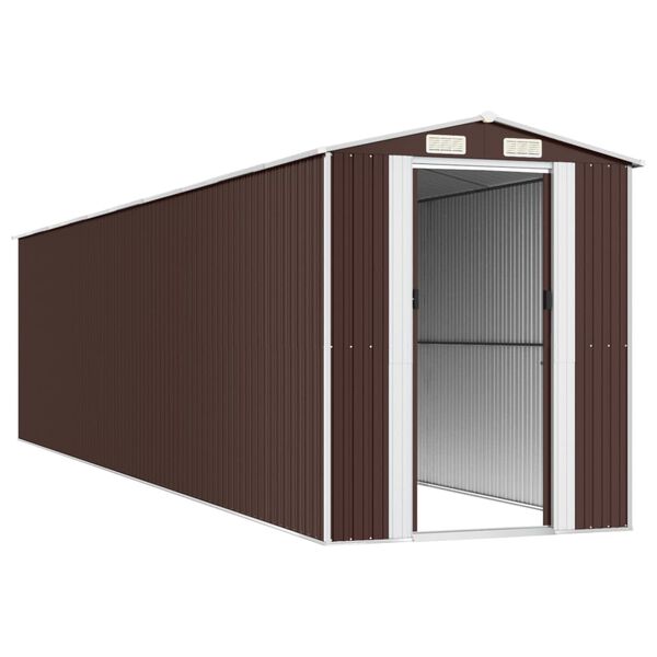vidaXL Garden Shed Dark brown Galvanized steel Large Garden Shed