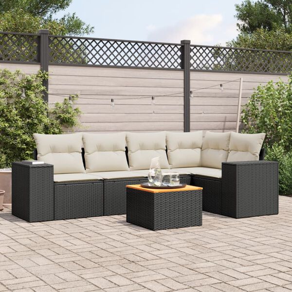 vidaXL Garden Sofa Set Black, Cream white
