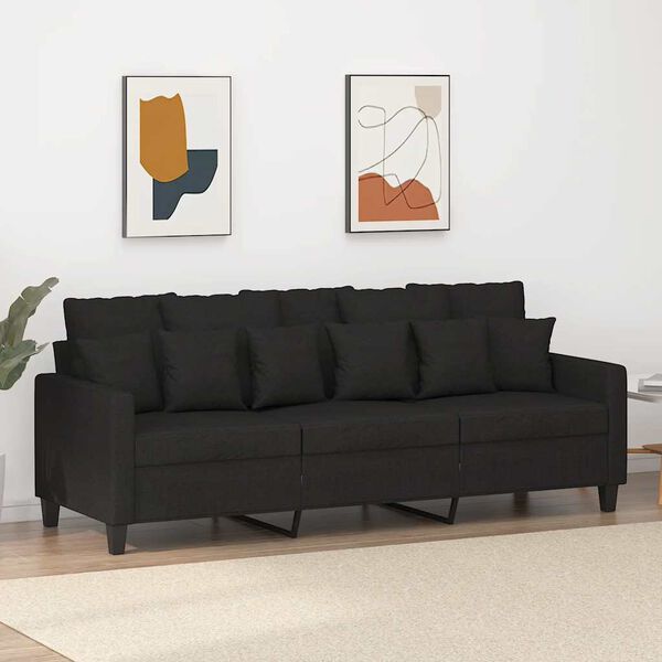 vidaXL 3-seater Sofa Black 100% polyester fabric, metal, textilene