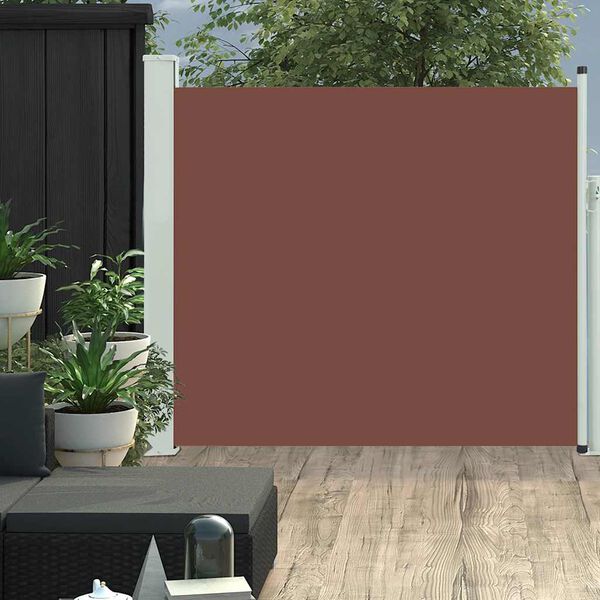 vidaXL Side Awning Brown screen, Grey stand