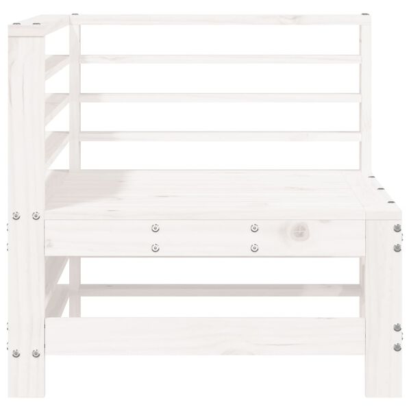 vidaXL Garden Corner Sofa White Solid pine wood Medium Modular