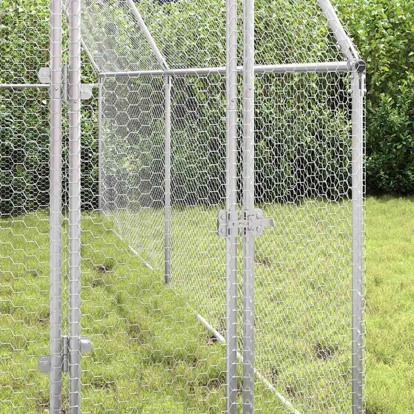 vidaXL Chicken Cage Silver Galvanized steel 157.5 x 39.4 x 74.8 in