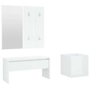 vidaXL Hallway Furniture Set High Gloss White Engineered Wood Standard