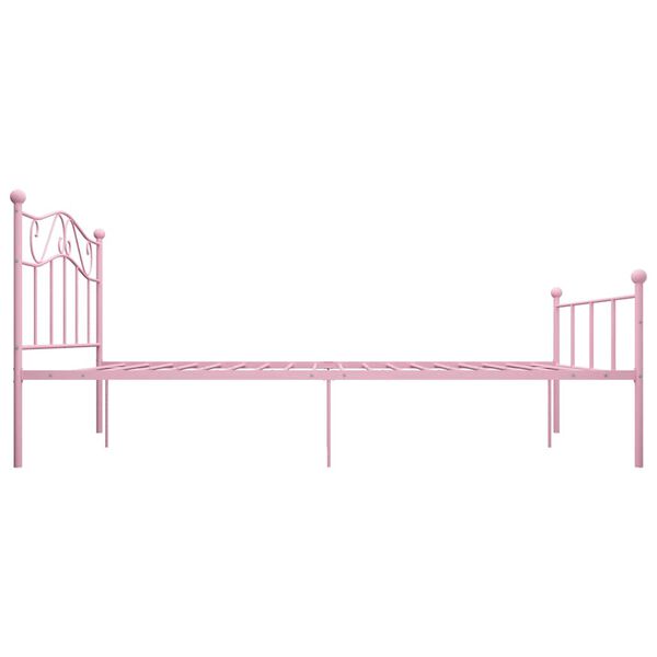 vidaXL Bed Frame Pink Metal Full Sturdy Rectangular Traditional