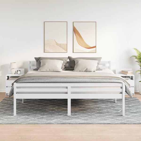 vidaXL Bedside Cabinet Set of 2 White Engineered wood Standard