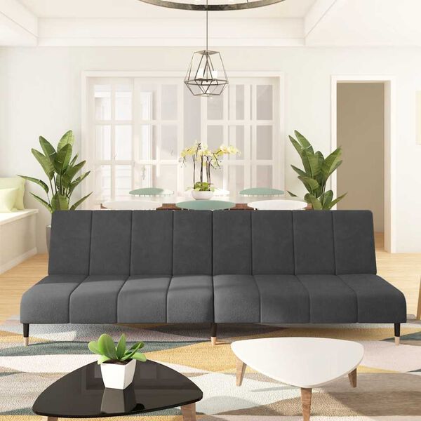 vidaXL Sofa Bed Dark Grey Velvet (100% polyester), wood, metal 2-seater