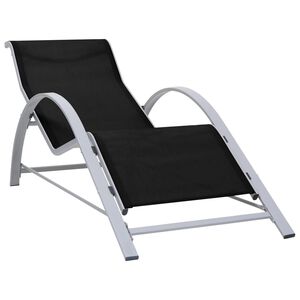 vidaXL Sunlounger Black Textilene, Aluminum, Steel Standard Ergonomic
