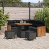 vidaXL Garden Sofa Set with Cushion 9 pcs Black Poly Rattan