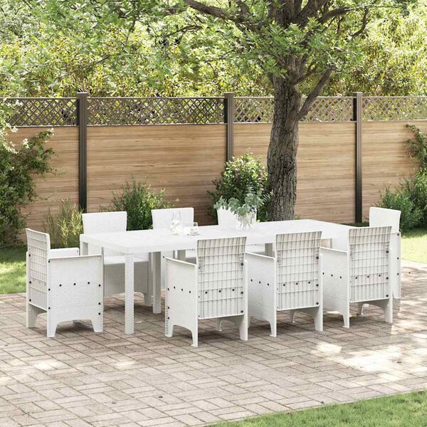 vidaXL Garden Dining Table White 98.43 x 39.37 x 28.74 in Poly Rattan