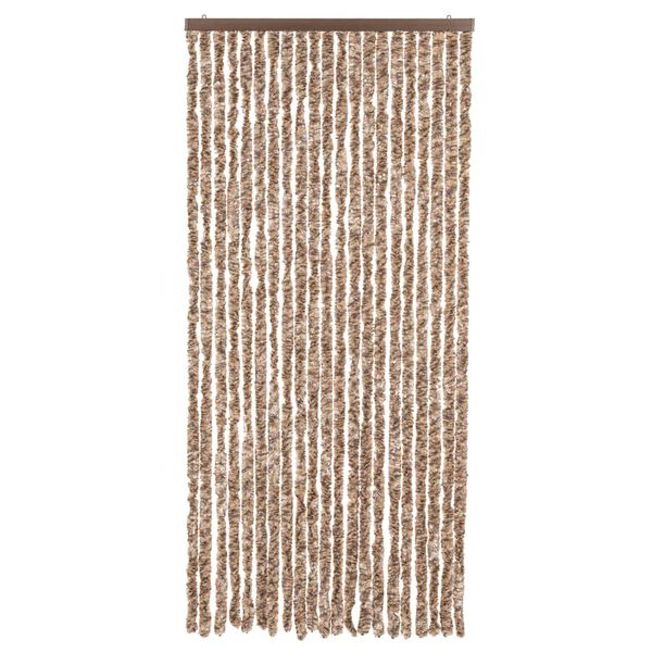 vidaXL Fly Curtain Beige and Dark Brown 35.4x86.6" Chenille