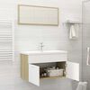 vidaXL Bathroom Furniture Set White and Sonoma Oak Engineered wood, Acrylic