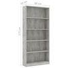vidaXL Book Cabinet Concrete Grey Engineered Wood Medium Book Cabinet
