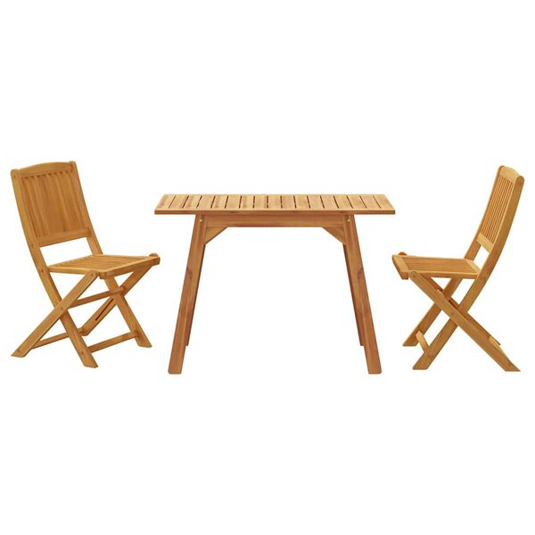 vidaXL Dining Set Natural Wood Solid Acacia wood 3 Piece Set Foldable