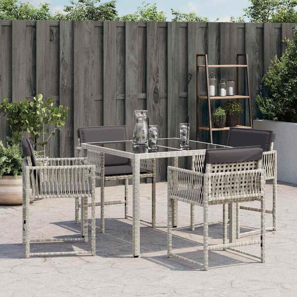 vidaXL Garden Chair Set of 4 Light Grey PE Rattan 19.9 x 21.3 x 31.1 in