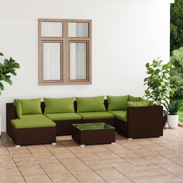vidaXL Outdoor Lounge Set Brown PE rattan, powder-coated steel Large